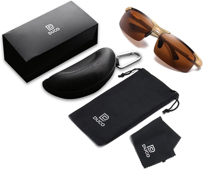 DUCO Polarized Sunglasses Mens Ultralight Carbon Fiber Sun Glasses for Men Driving Sports Fishing UV400 Protection DC8277