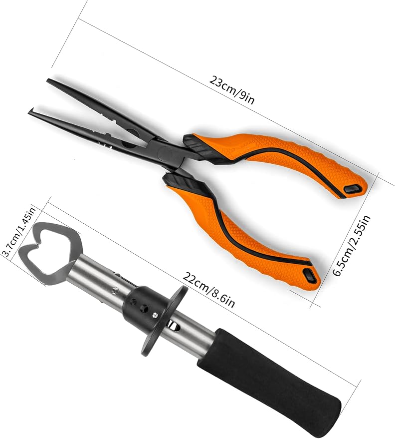 Fishing Tools Kit,Fishing Hook Remover Pliers, Fish Lip Gripper, Muti-Function Fishing Gear with Lanyard, Saltwater Resistant Fishing Accessories