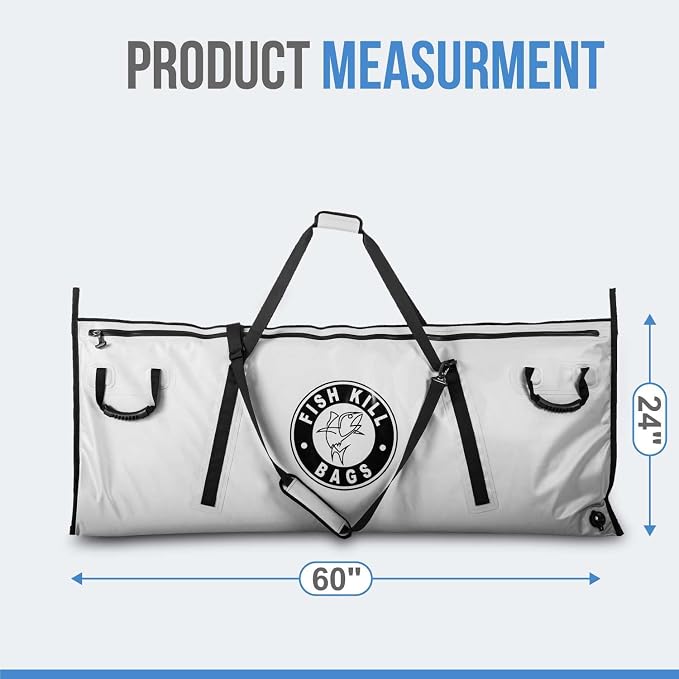 Flat PVC Tarpaulin Insulated Fish Cooler Kill Bag - Waterproof Fishing Cooler Bag with Easy Grip Carry Handles - Portable Soft Cooler - 3 Sizes