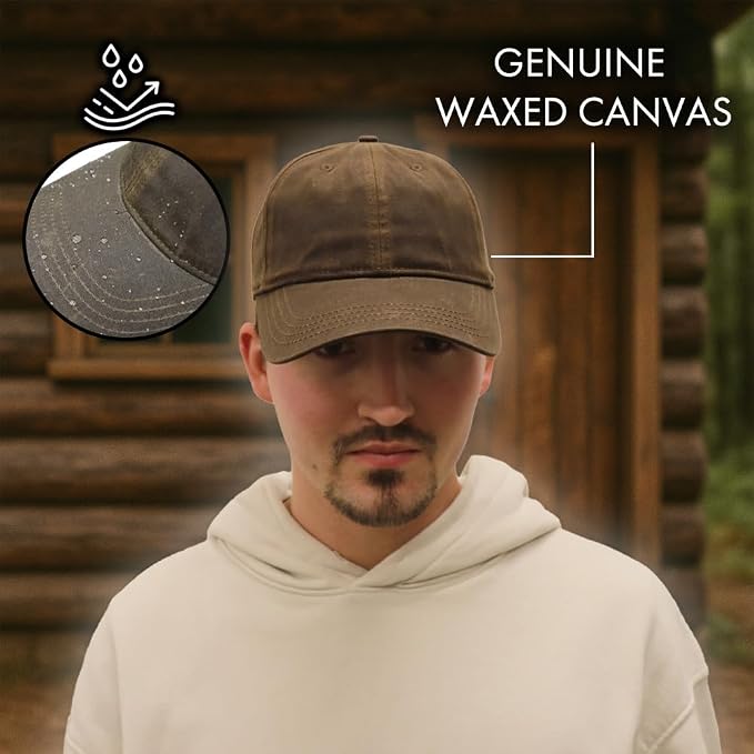 Genuine Waxed Canvas Hat – Adjustable Unstructured Cap for Men & Women, Durable, Weather-Resistant