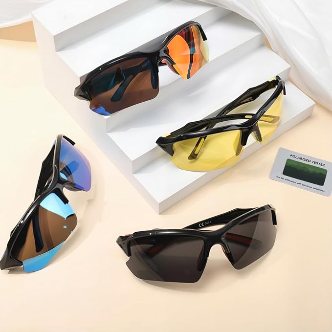 4/5Pack Polarized Sports Sunglasses for Men Women Baseball Cycling Running Fishing UV Protection Sun Glasses