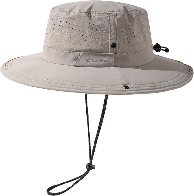 TOP-EX UVCoolix™ Cooling Sun Hat for Men Women, UPF 50+ Wide Brim Safari Hat, 360° Breathable Boonie Hats for Hiking, XL/XXL