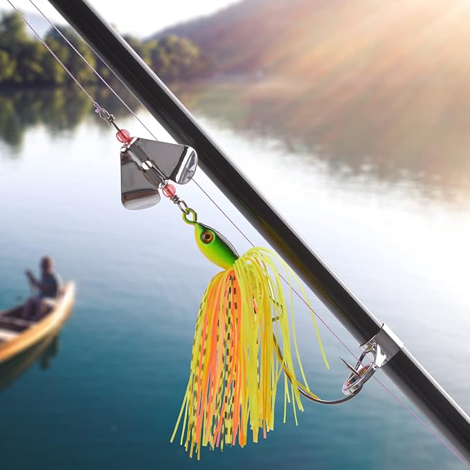 Spinnerbait Fishing Lures Kit - 6/12pcs Bass Fishing Buzzbait Lures Spinner Baits for Bass Trout Pike Salmon Multicolor Swimbait Buzz Bait Metal Spinner baits Swim Jigs Freshwater Saltwater