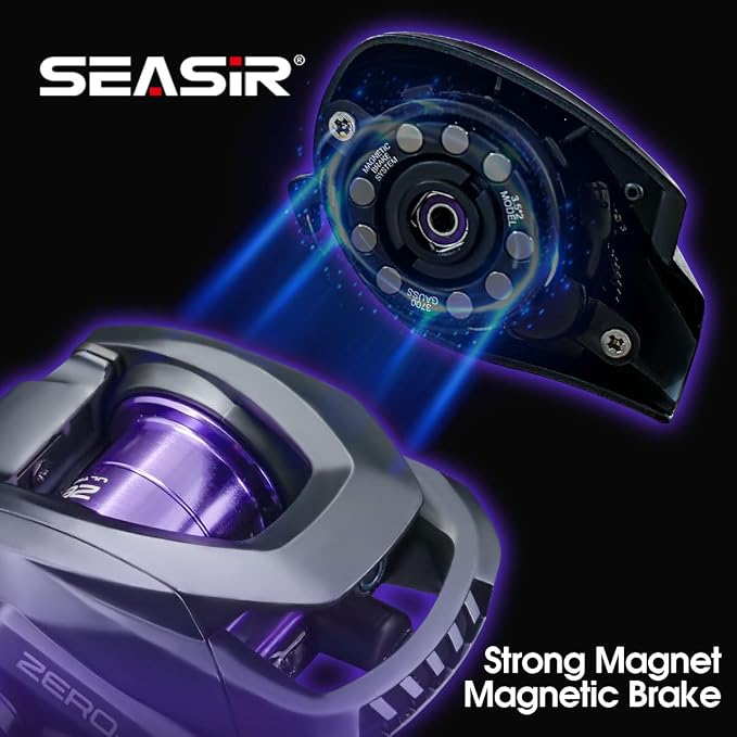SEASIR Zero119 Ultralight Baitcasting Reel 4.2oz, BFS Fishing Baitcaster Reel, Double Spool, Freshwater Casting, Max Drag 9LB, 8+1 BB, 7.6:1 Ratio, Carbon Fiber Washer, Black & Purple