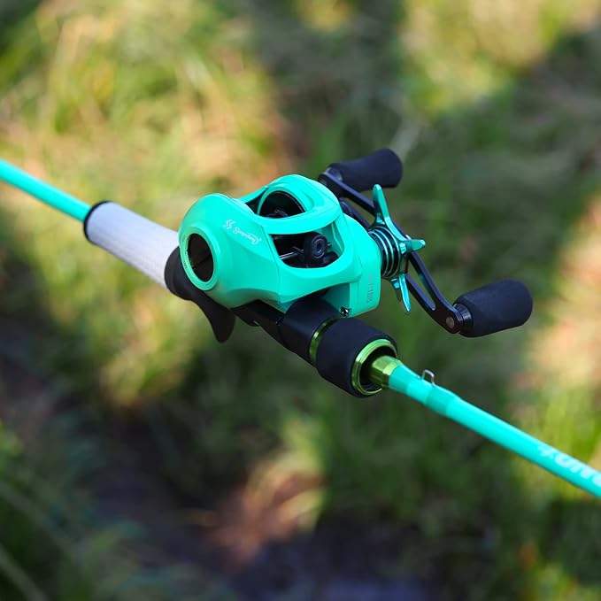One Bass Fishing Rod Reel Combo, Baitcasting Fishing Pole with Graphite 2Pc Blanks