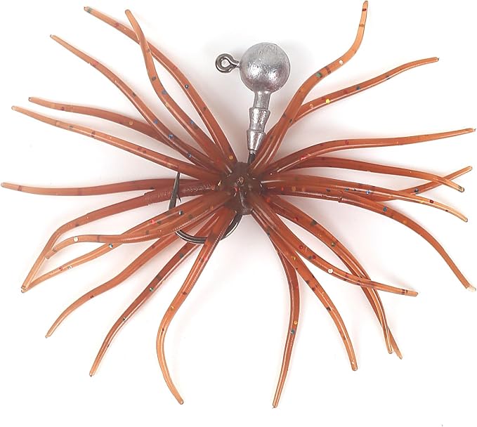 Silicone Soft Dice Fishing Lures: 10pcs Multiple Tentacles Slow Sink Bass Fishing Soft Plastic Baits for Drop Shot Finesse Wacky Rig