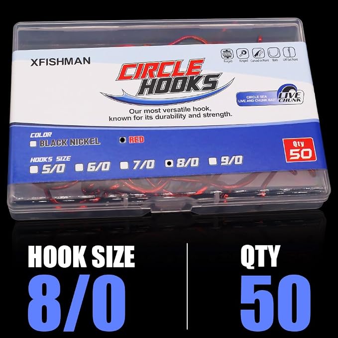 XFISHMAN Circle-Hooks-Fishing-Equipment-Octopus-Hooks-Saltwater-50 Pack #1 –12/0