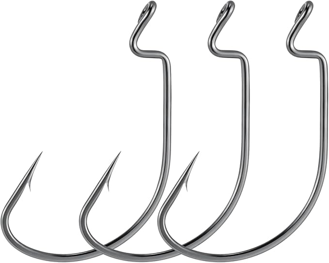Dr.Fish EWG Hooks Bass Fishing Worm Hooks Extra Wide Gap Freshwater Fishing Carolina/Texas Rig