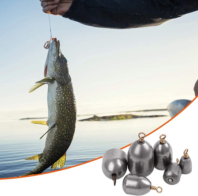 Iron Fishing Weights Sinkers, 20pcs Bass Casting Sinker Weights with Ring Drop Fishing Sinker and Weights for Saltwater Surf Sea Fishing