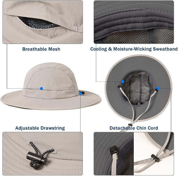 TOP-EX XL/XXL Waterproof Mens Sun Hat Wide Brim UPF 50+ Bucket Hat for Women Sun Protection Outdoor Hiking