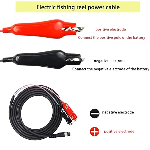 9.84 Foot Electric Fishing Reel Power Cord, Connecting Battery and Reel Axis Power Cord, Compatible with Yamato Tanacom 1000, Shimano, Seaborg 500MJ, BeastMaster, and ForceMaster.(9.84ft -1Pcs)