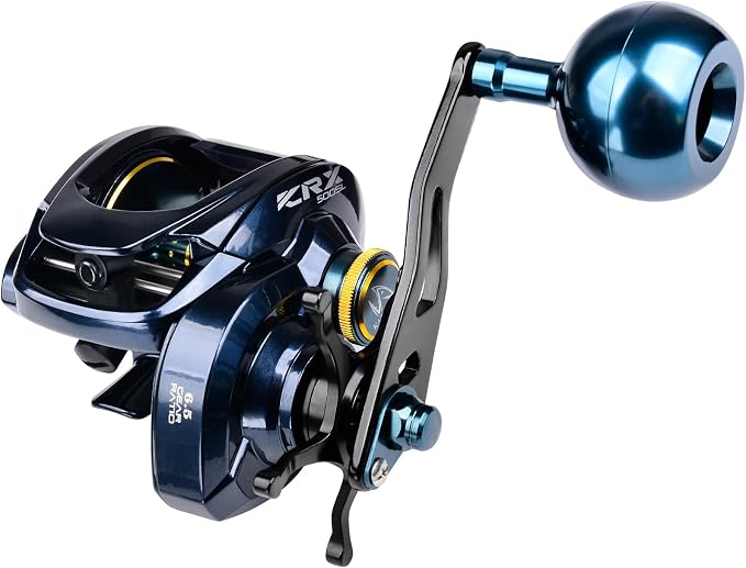 Baitcasting Fishing Reels - 500 Size Casting 6.5:1 Gear Ratio Speed Spool Baitcaster Reels - 6+1 BB Carbon Fiber Drag Magnetic Braking System Low Profile Saltwater Offshore Fishing Baitcasting Reel