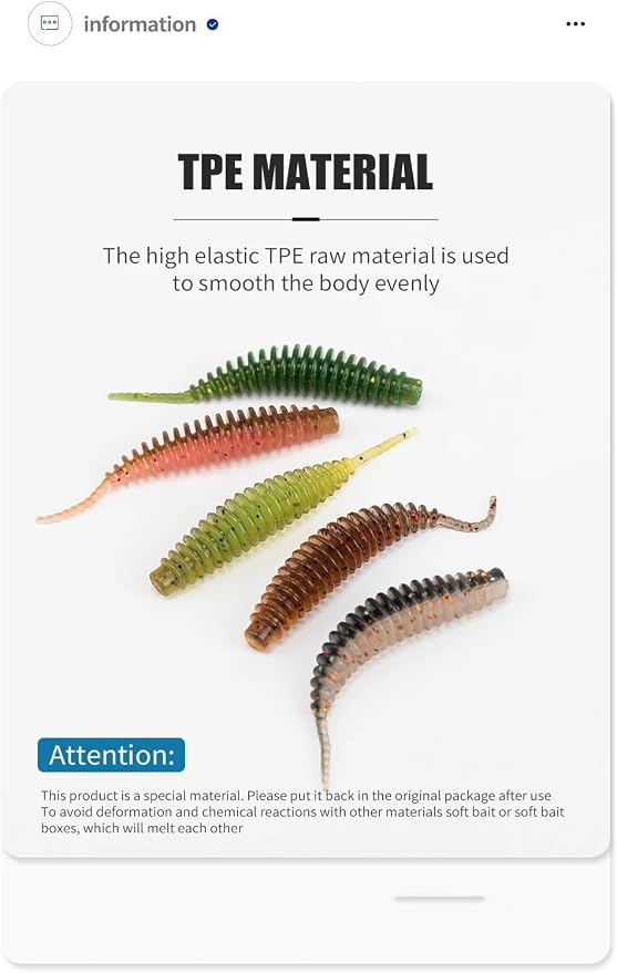 50-Piece 5ColorsTPE Threaded Needle-Tail Soft Lure - Lifelike Worm-Shaped Artificial Bait for Freshwater Fishing 1.57in 0.012oz 1.97in 0.026oz