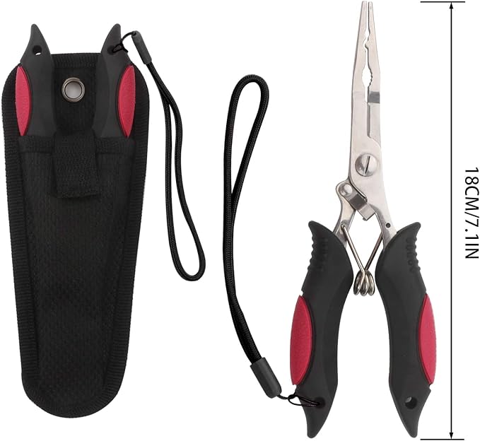 Hikary Long Nose Fishing Pliers,Ice Fishing Gear,Stainless Steel Hook Remover Braid Cutter Rustproof Fishing Multi-Tools Fishing Gripper for Freshwater Saltwater