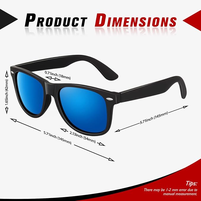Sunier Polarized Sunglasses for Men and Women, Retro Square Matte Finish UV400 Protection Shades for Driving, Fishing