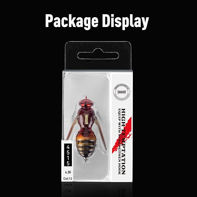 Kingdom Wasp Craw Bait Insect Bionic Floating Fishing Lures Swimbaits Hard Artificial Baits Lure for Freshwater and Saltwater Bass Carp Pike Walleye Fishing ABS Material Carbon Steel Three Book Hook