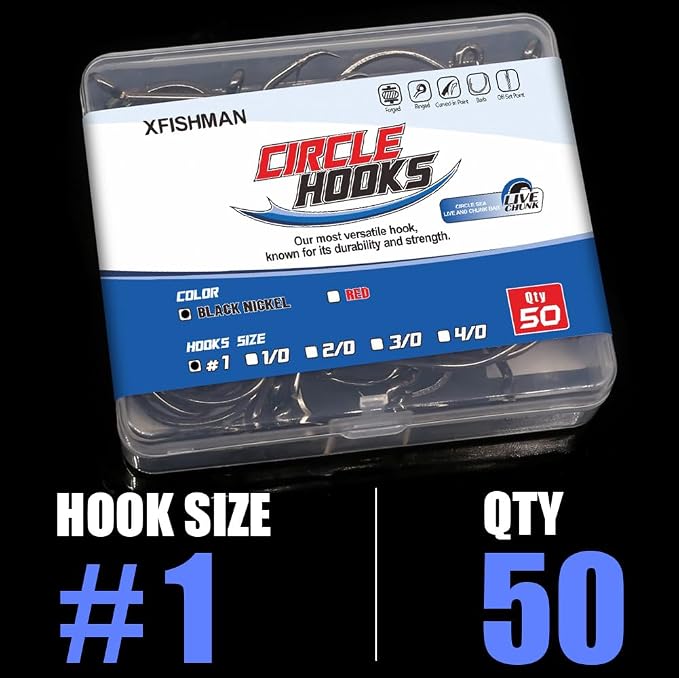 XFISHMAN Circle-Hooks-Fishing-Equipment-Octopus-Hooks-Saltwater-50 Pack #1 –12/0