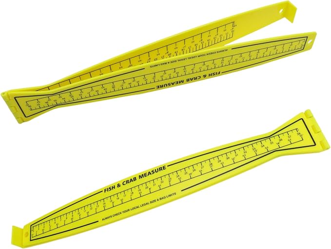 Dnyta Fish Measuring Board, 32in Foldable Portable Double-Sided Fish Ruler, Precise Measurement for Fishs and Crabs, Yellow
