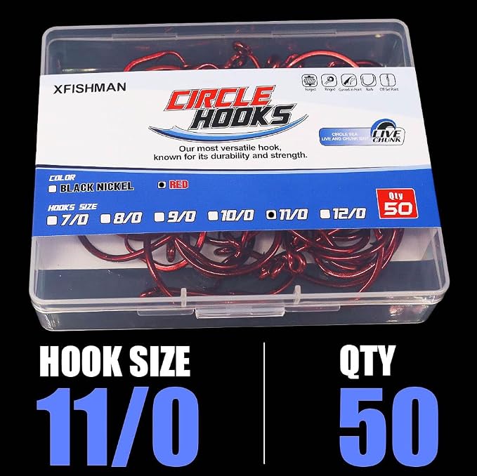 XFISHMAN Circle-Hooks-Fishing-Equipment-Octopus-Hooks-Saltwater-50 Pack #1 –12/0