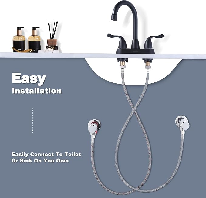 Water Supply Lines, ARCORA 48” Inch Sink Hose Attachment for Faucet Braided Nylon Faucet Supply Lines 3/8“ Comp to 1/2” Comp (1 Pair)