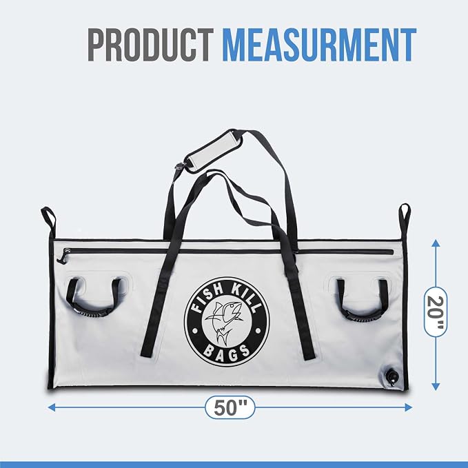 Insulated Fish Cooler Bag - Waterproof Leakproof PVC fishing Kill Bag with Carry Handles - Portable Fishing Cooler heavy bag for Boat & Kayak Use