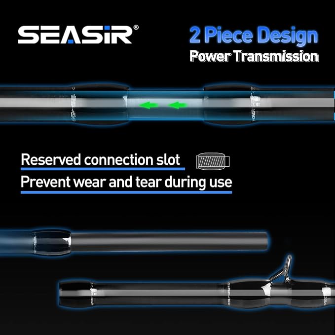 SEASIR Riveria Ultralight Fishing Rod, BFS Spinning Baitcasting Rod, 40T Carbon Fiber Baitcaster Rod, 10 Piece Casting Rod for Freshwater Bass Trout, Fuji O Ring Guide, EVA Handle, Fast, Black
