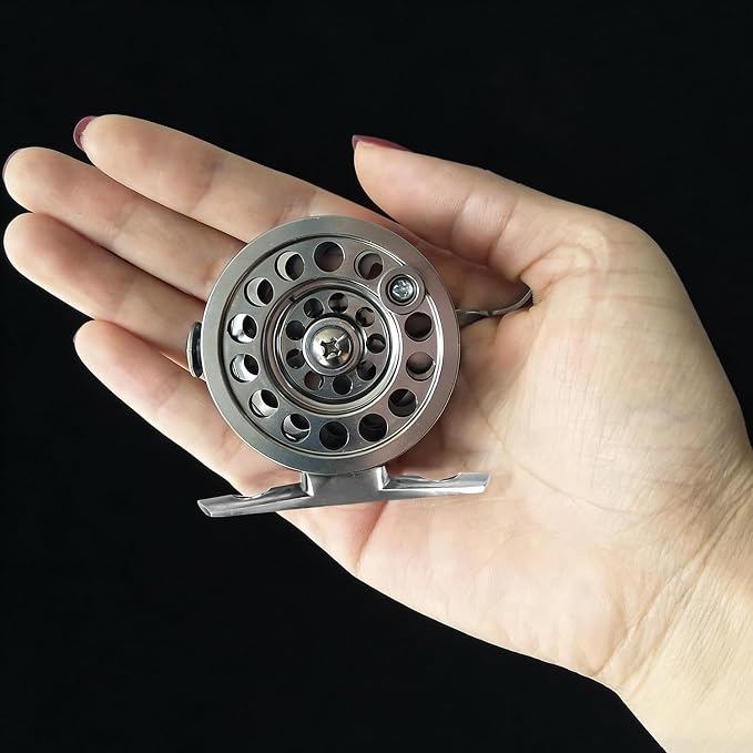 Winter Fly Fishing Reel 52g(1.83oz) All Metal Left Hand 5cm(1.95inch) Ice Fishing Wheel Carp Fishing Accessories for Freshwater Saltwater
