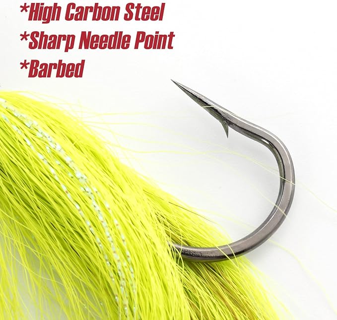 Dr.Fish 3 Pack Bucktail Jig Lure Hair Jig Saltwater Freshwater Lures Surf Fishing Bass Flounder Striper Bluefish Halibut Redfish