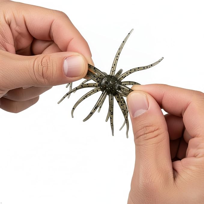 Creature Bait for Bass Fishing – Soft Plastic Fishing Lures, Fuzzy Dice & Sea Urchin Style Finesse Bait for Freshwater, Trout & Crappie with Tackle Box