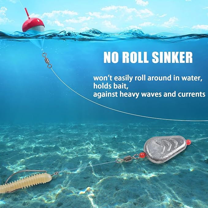 No Roll Sinker Fishing Weights, No Snag Flat Inline Catfish Sinkers Weights Saltwater Surf Fishing Rigs Catfishing Tackle