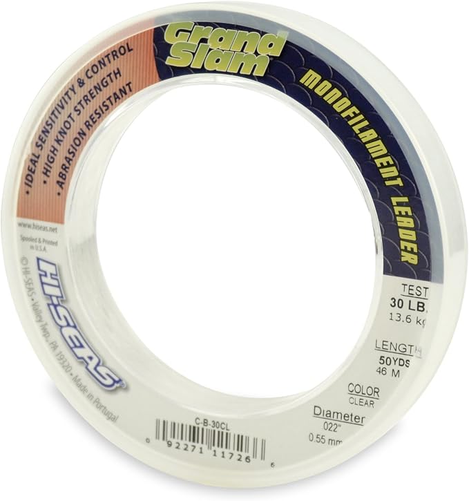 HI-SEAS Grand Slam Monofilament Fishing Leader - Superior Strong Clear Black, for Freshwater & Saltwater Big Game Bottom Fishing, Trolling