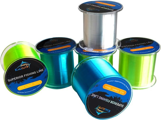 Kmucutie Fishing Line, Monofilament Fishing Line 300 Yds Ultimate Strength, Shock Absorber, Suspend in Water, Knot Friendly - Mono Fishing Line 10-40LB