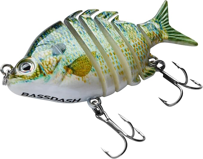 Bassdash SwimPanfish 0.34oz Hard Swimbaits Multi Jointed Topwater Trout Bass Fishing Crank Lure for Freshwater and Saltwater