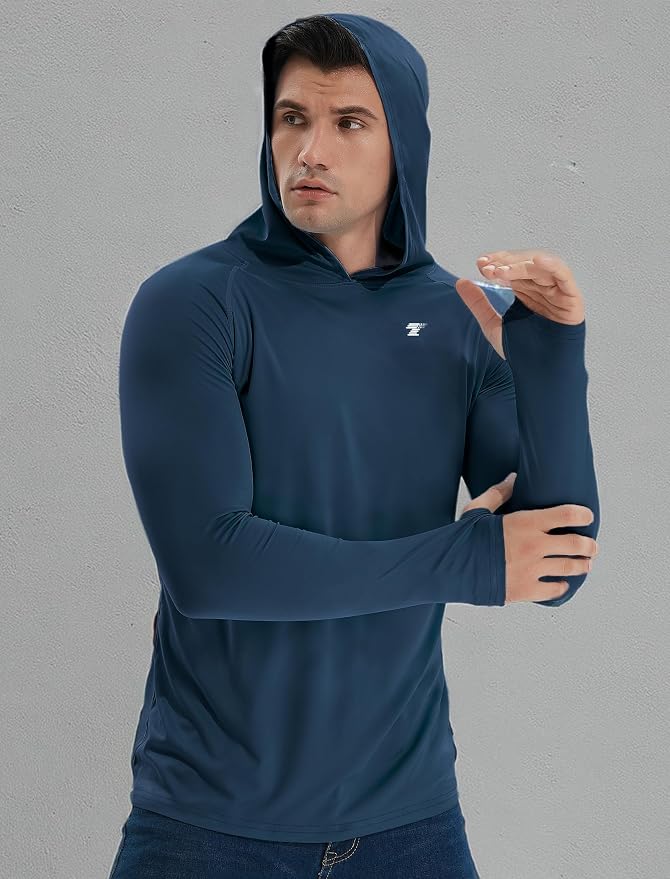 TELALEO 3 Pack Men's UPF 50+ Sun Protection Lightweight Hoodie Performance Long Sleeve SPF UV Shirt for Fishing Running