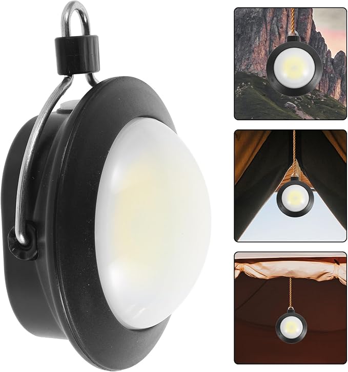 VALICLUD Portable Camping Lantern LED Tent Light with Hook Black Battery Powered Emergency Outdoor Lantern for Hiking Fishing Night Fishing