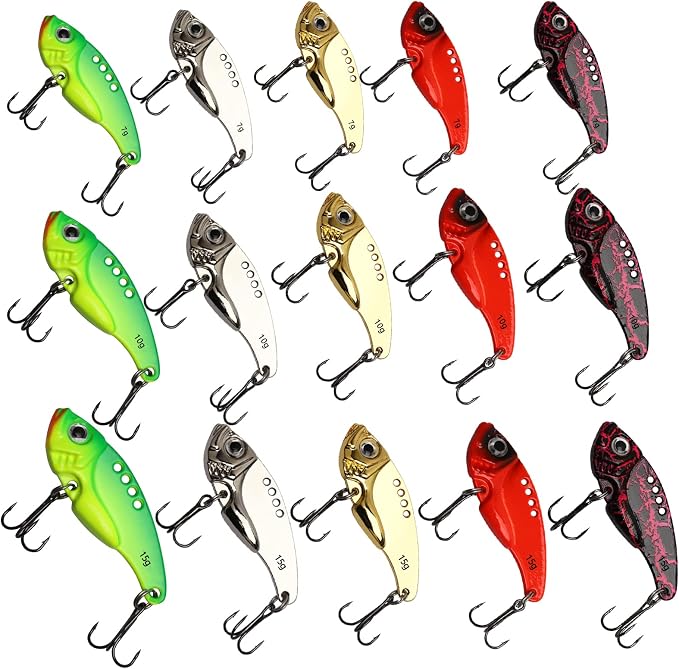 Dovesun 15/20pcs Fishing Spoon Lures Fishing Bait Trout Bass Fishing Lure for Bass, Crappie, Trout Walleye 1/5oz 1/4oz 3/8oz 1/2oz