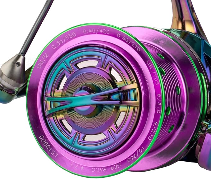 Diwa Spinning Fishing Reels 70 LBS Max Drag Power 18+1 Stainless BB Metal Body Casting Fishing Wheel 8000 10000 12000 Spool Series Freshwater Saltwater Big-Game Surf Ultra Smooth Spinning Reel