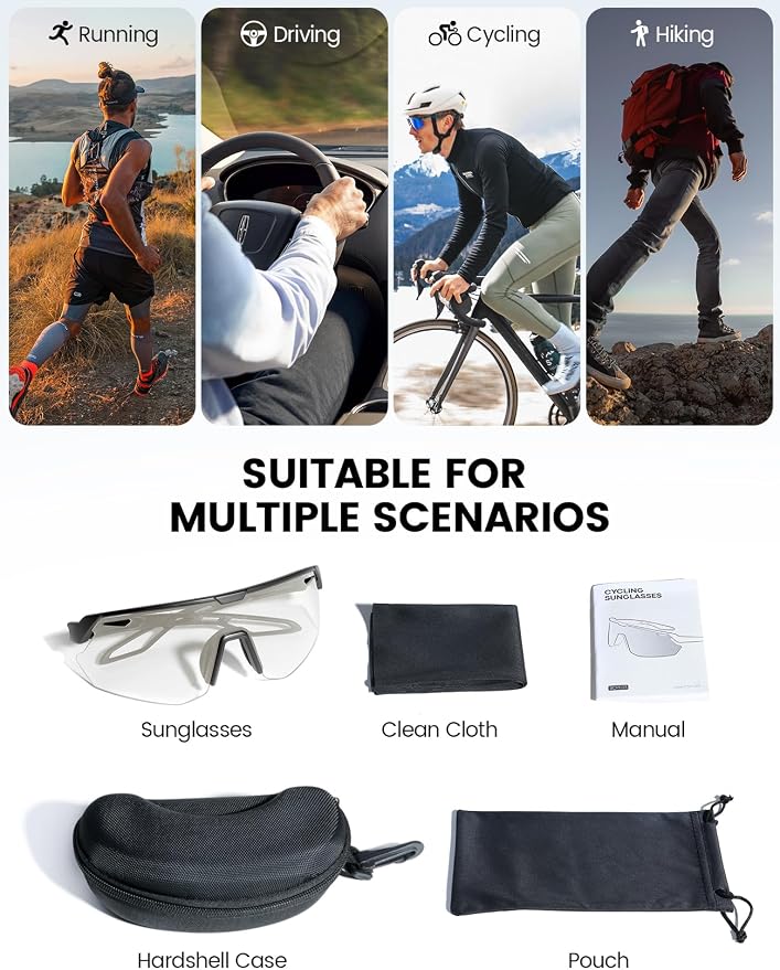 Lamicall 24g Polarized Sports Sunglasses for Men Women - UV400 Protection Sun Glasses for Baseball Running Cycling Fishing