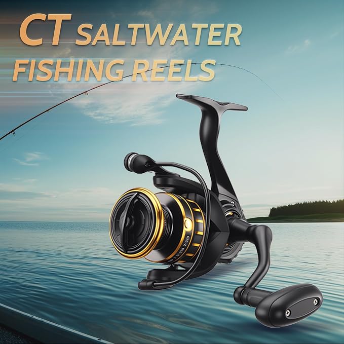 CT Surf Saltwater Fishing Reels, 5+1 Double-Shielded Stainless-Steel BB, 22LBs Max Drag, 5.2 Gear Ratio, CNC Aluminum Spool & Handle Freshwater and Saltwater Spinning Reel