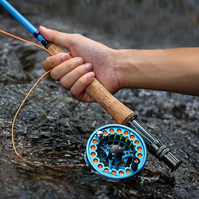 Sougayilang Fly Fishing Combo, 4 Piece Fly Rod and CNC Machined Aluminum Alloy Reel Complete Starter Package with Rod Bag