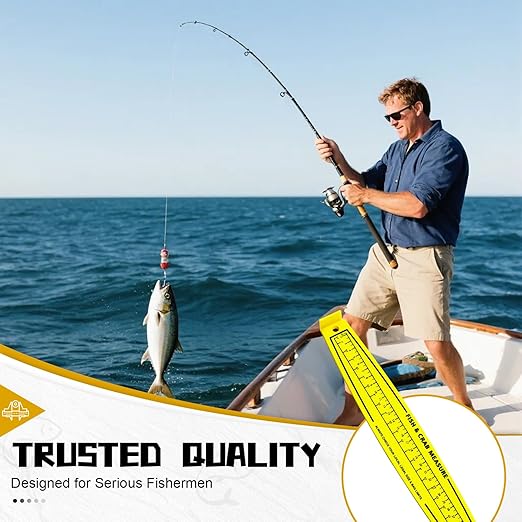 Foldable Fish Measuring Board 32 Inch Lightweight Bump Board - Dual Sided Fishing Ruler for Crabs and Fish, Portable Kayak/Boat Measuring Tool (Yellow)