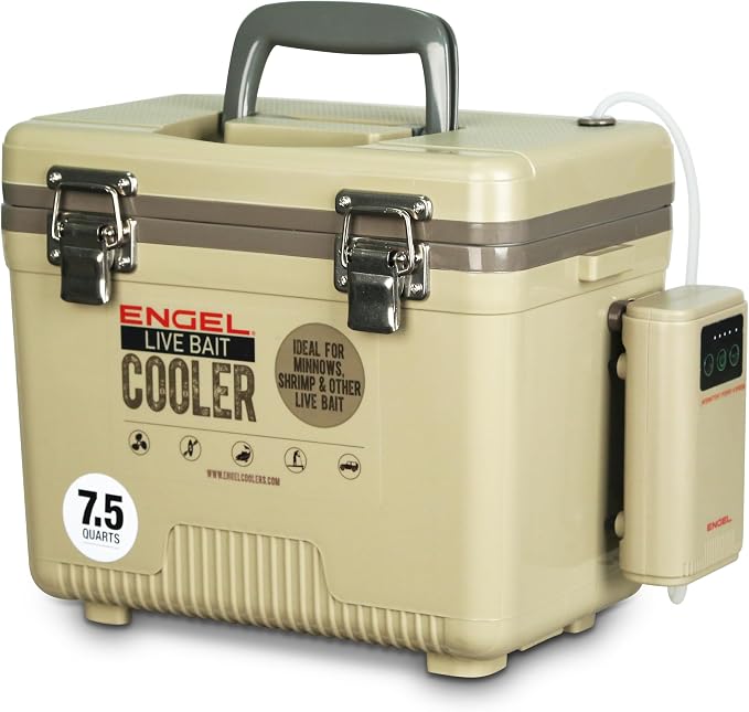 ENGEL Live Bait Cooler PRO for Fishing - Portable Minnow and Bait Bucket with Lithium-Ion Rechargeable Aerator