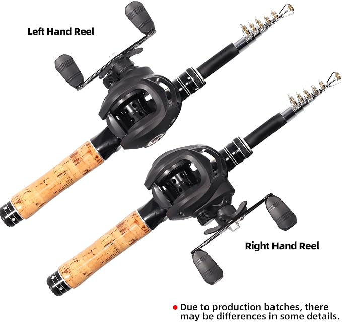 Kilitn Fishing Rod and Reel Combo, Ultra-Light Baitcasting Combo Baitcast Reel Durable Fiberglass Telescopic Rod with Comfortable Handle for Freshwater or Saltwater Fishing