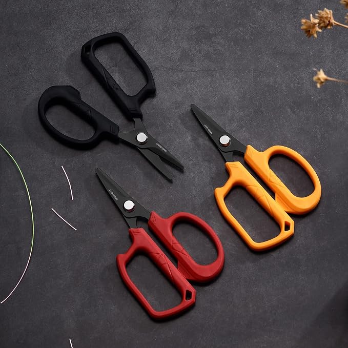JARVISTAR 4.65" Fishing Scissors - Heavy Duty Line Cutter with Spring Clip Keychain, Dual Serrated Stainless Blades - Cuts Braided, Mono & Fluorocarbon Lines for Saltwater & Freshwater Orange