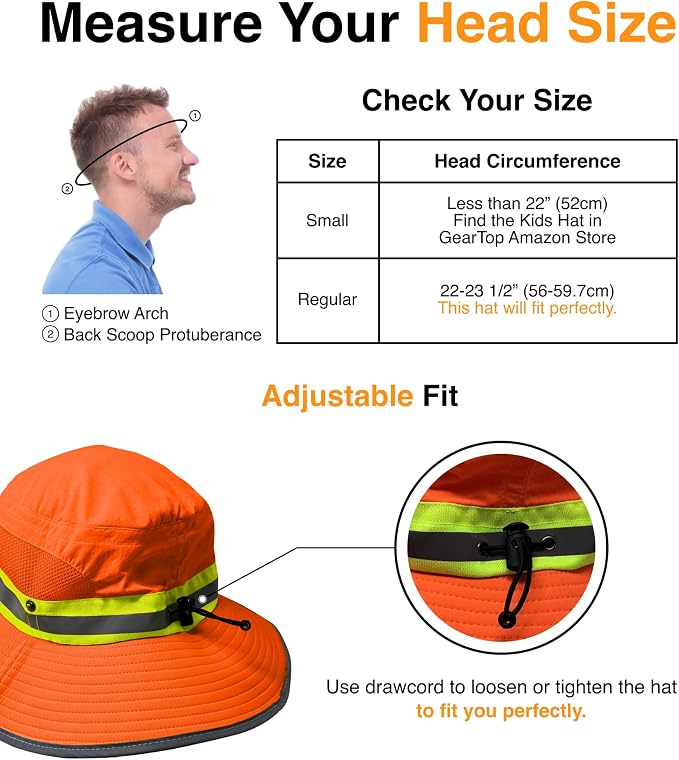 GearTOP Safari Hat for Men Sun Hats for Women UV Protection UPF 50+ Fishing, Gardening, Hiking Hat (22-23 1/2")
