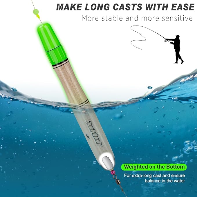 QualyQualy Lighted Fishing Floats for Catfish, 3-5PCS Fishing Pole Floats Glow in Dark Fishing Bobber with Glow Sticks for Freshwater Saltwater