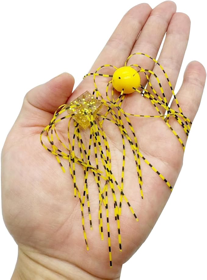 12PCS Silicone Round/Dice-Shaped Fishing Lures Handmade Floating Bass Lure with Multiple Tentacles Soft Plastic Baits for Catfish, Drop Shot, Finesse, Wacky Rig