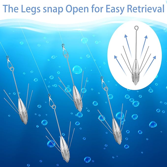 Sotiff 5 Pcs Sputnik Sinker Surf Fishing Weights Fishing Equipment Long Tail Surfing Surf Casting Sinkers Spider Weights for Catfish Near Sea Ocean Ship Breakwater Large River Beach Man Gift