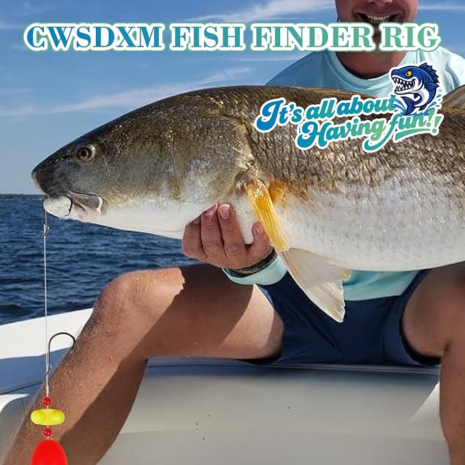 Fish Finder Rigs - 6 Pack (Size 6/0 or 8/0) with 33LB Fluorocarbon Leader - Pre-Assembled Surf Fishing Rigs with High-Carbon Steel Hooks & Oversized Float for Saltwater Ocean Fishing