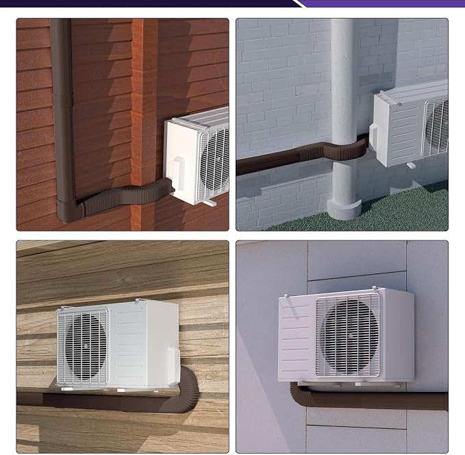 3" Width x 1.6 Ft Flexible Duct, PE Material, Mini Split Line Set Cover Part, Air Conditioner Accessories for Mini Split Air Conditioners and Central AC, Brown